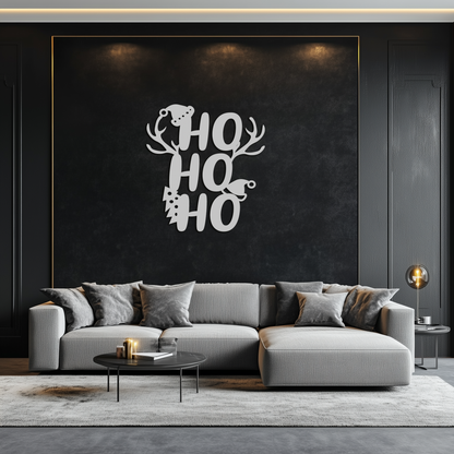 HO HO HO Metal Wall Art - Christmas Reindeer Antler Holiday Decor- KAF312 - Tampa Home & Garden Store