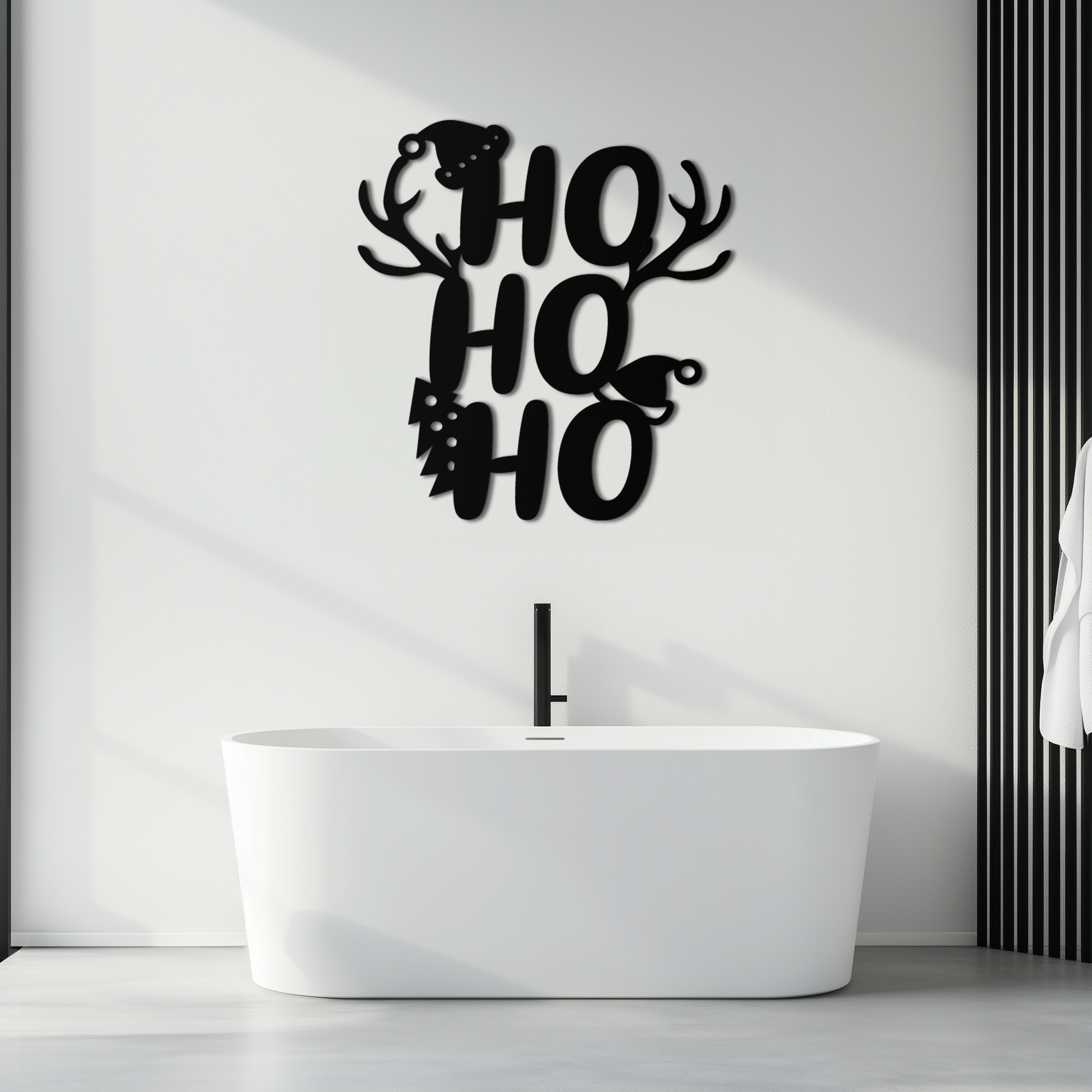 HO HO HO Metal Wall Art - Christmas Reindeer Antler Holiday Decor- KAF312 - Tampa Home & Garden Store