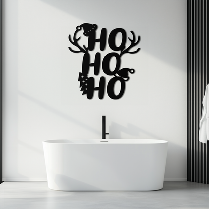 HO HO HO Metal Wall Art - Christmas Reindeer Antler Holiday Decor- KAF312 - Tampa Home & Garden Store