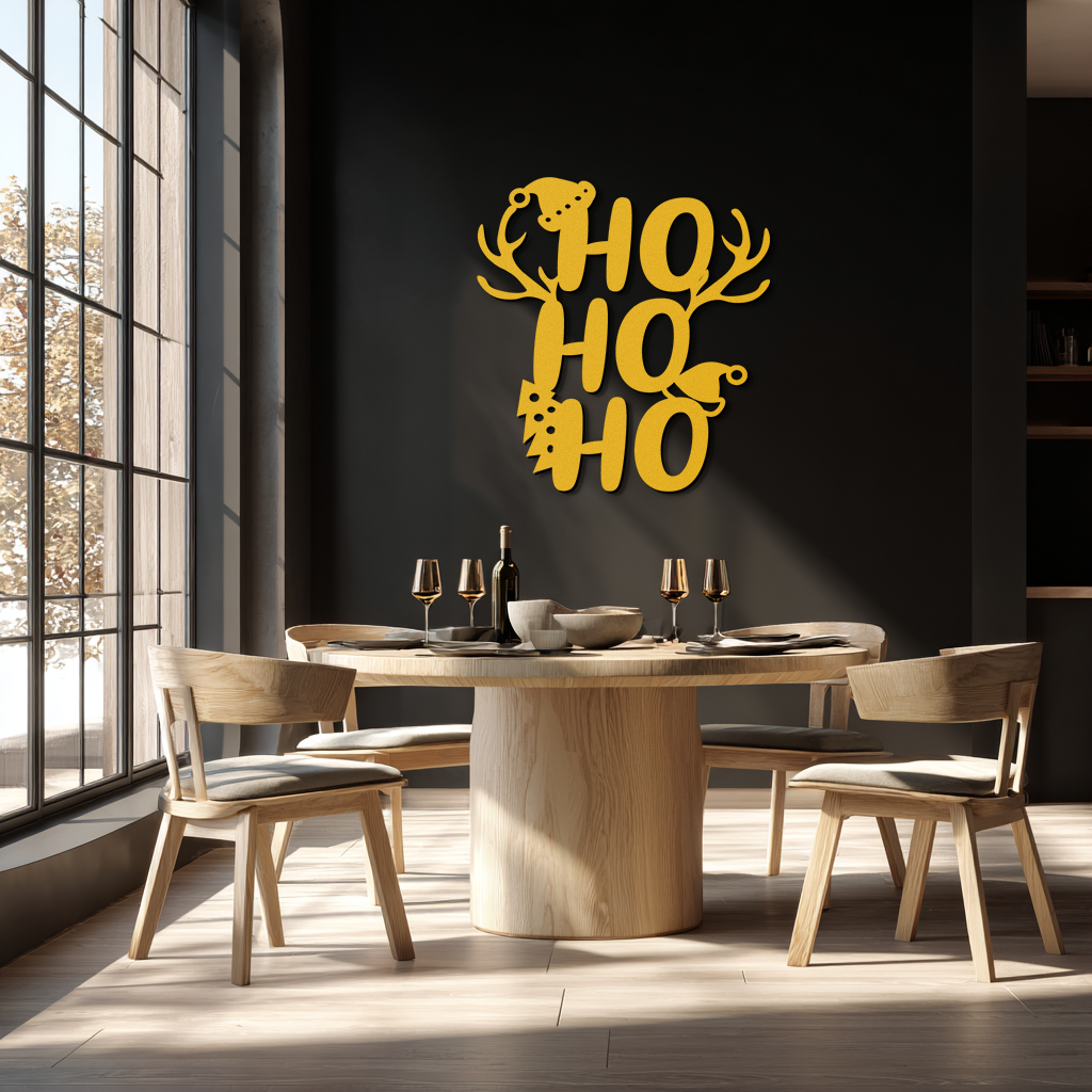 HO HO HO Metal Wall Art - Christmas Reindeer Antler Holiday Decor- KAF312 - Tampa Home & Garden Store