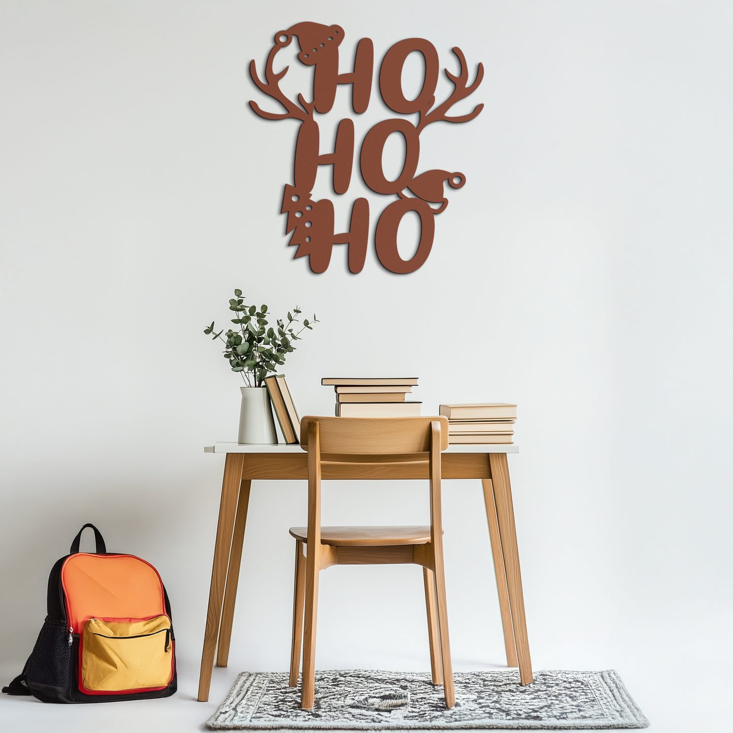 HO HO HO Metal Wall Art - Christmas Reindeer Antler Holiday Decor- KAF312 - Tampa Home & Garden Store
