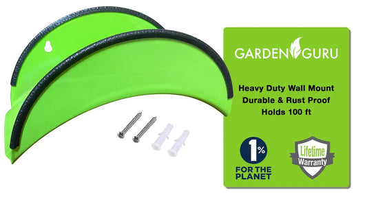 Durable steel manual crank hose reel by Garden Guru in bright green with mounting hardware on Tampa Home & Garden Store