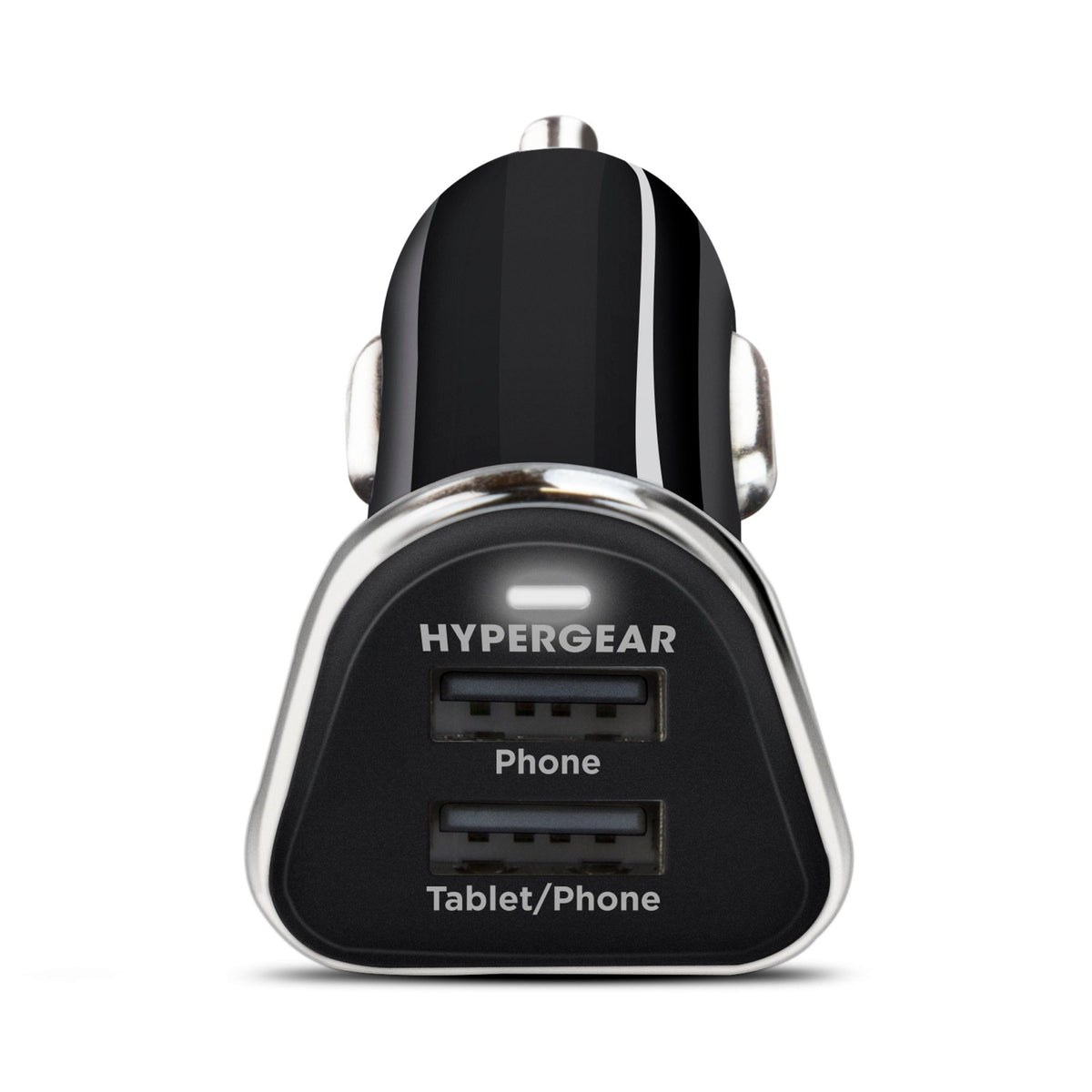 Hi-Power Dual USB 3.4A car charger, black with chrome trim, 2 USB ports for phone/tablet on Tampa Home & Garden Store on Tampa Home & Garden Store