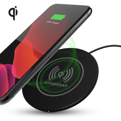 Wireless Charge Pad by Best Product Finds in black with a phone showing 100% charged on Tampa Home & Garden Store