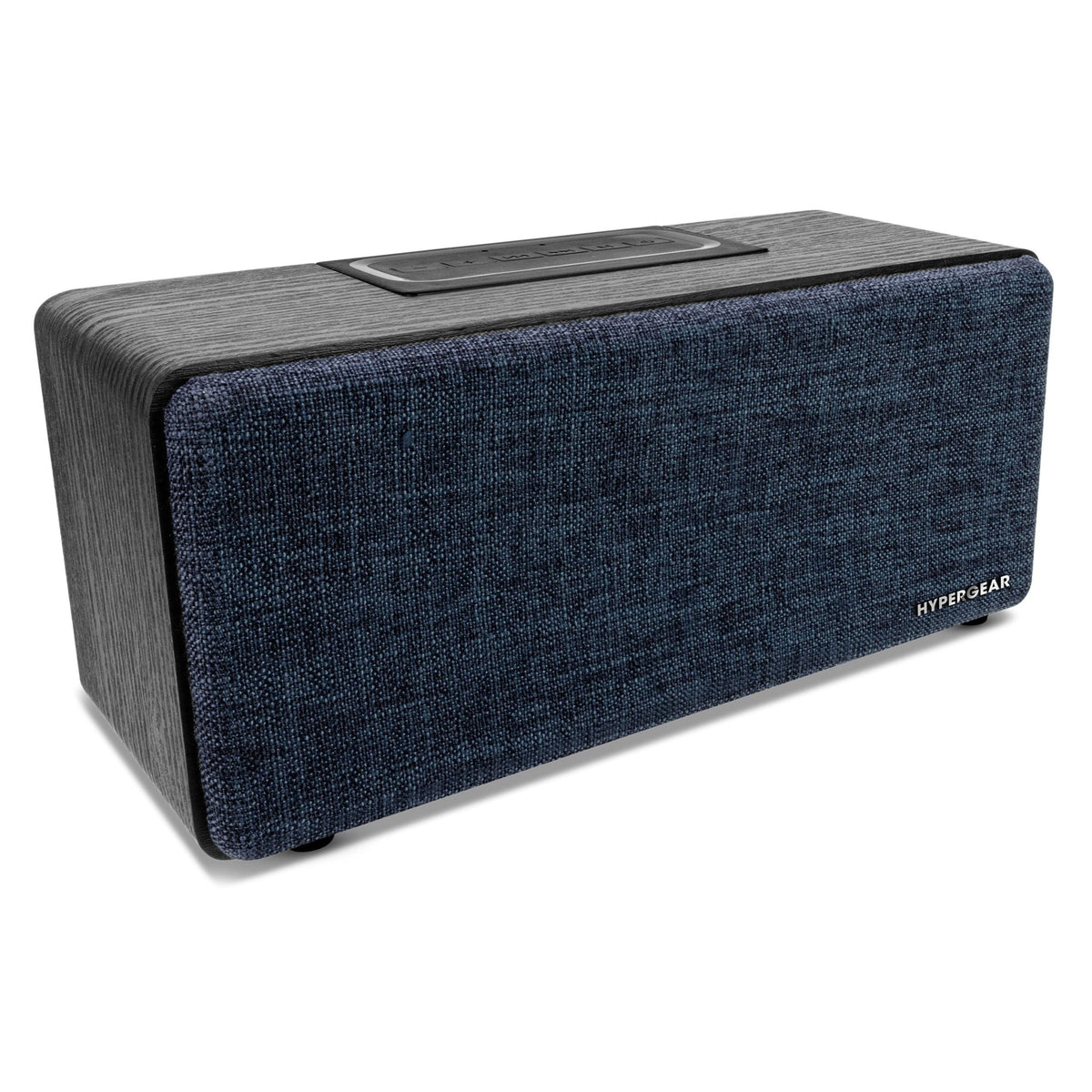 Fabrix 2 wireless speaker with gray wood blue fabric grille on Tampa Home & Garden Store