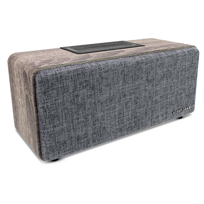 Fabrix 2 Wireless Speaker with wood veneer cabinet and gray fabric grille HyperGear on Tampa Home & Garden Store
