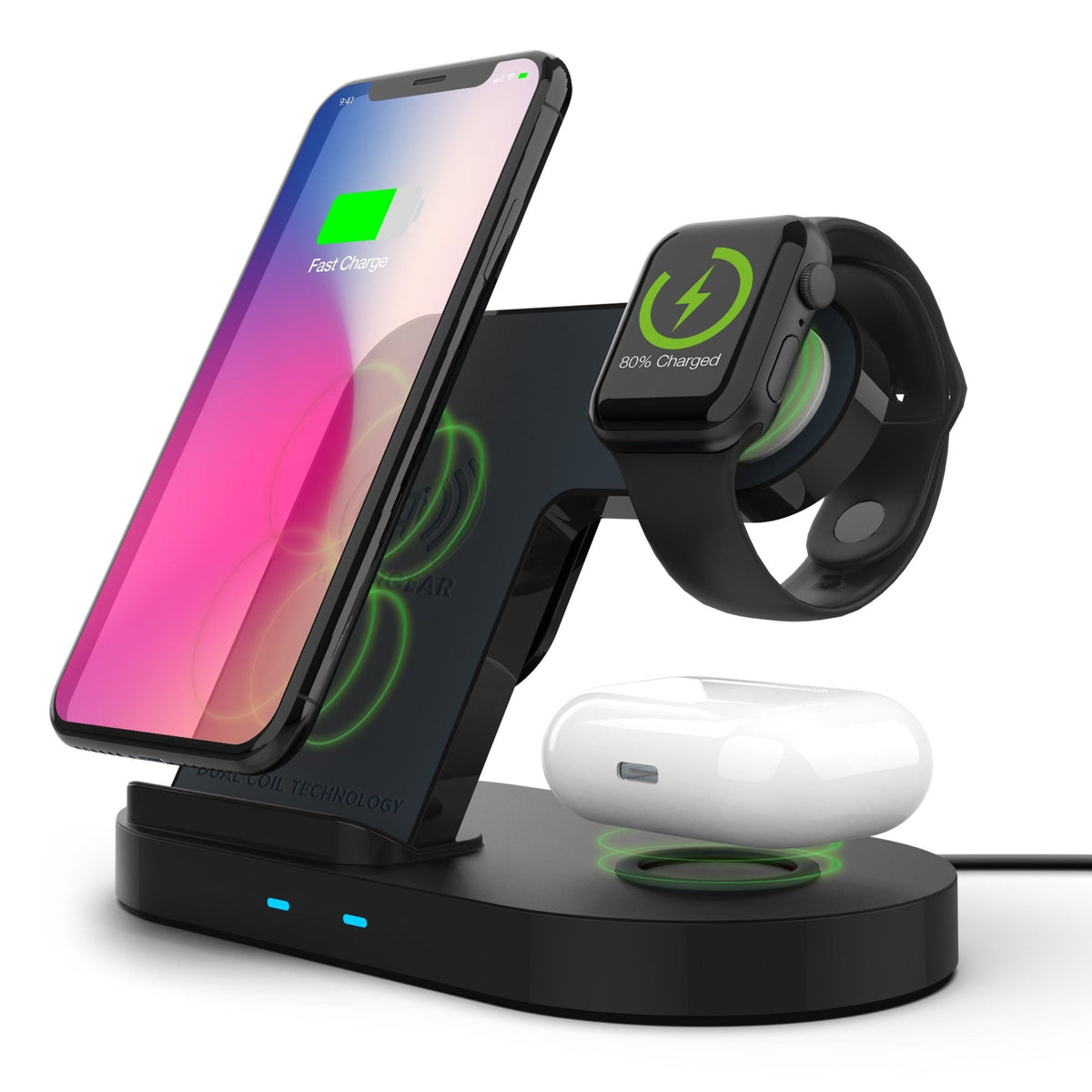3-in-1 wireless charging dock for phone, smartwatch, and earbuds, black, Best Product Finds on Tampa Home & Garden Store