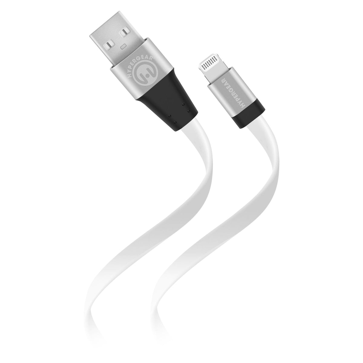 Flexi USB-A to Lightning flat cable 6ft by HyperGear with silver connectors on Tampa Home & Garden Store