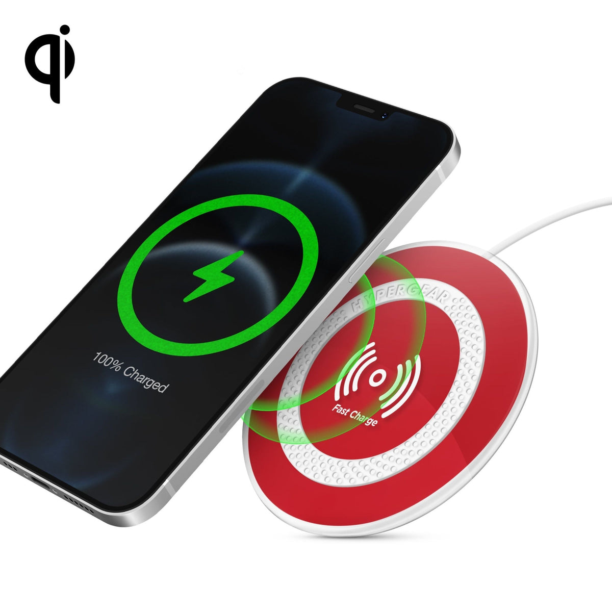 ChargePad Pro 15W wireless charger, white puck beside a phone showing green charging ring on Tampa Home & Garden Store
