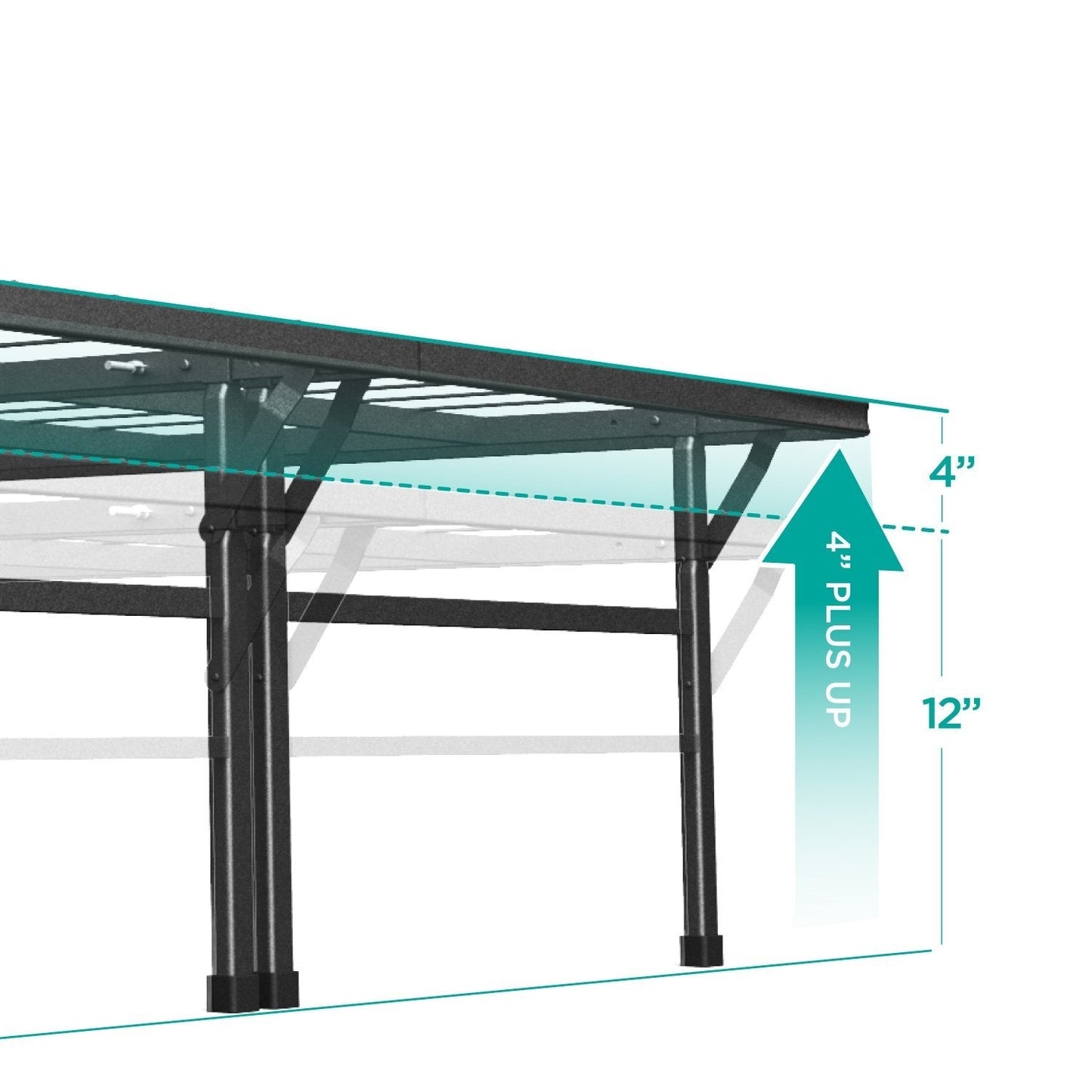 Estructura de cama plegable de metal de plataforma de 18 pulgadas de altura y tamaño completo