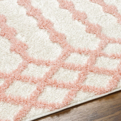 Darva Pink Plush Area Rug Boutique Rugs white base with pink plush chevron pattern on Tampa Home & Garden Store