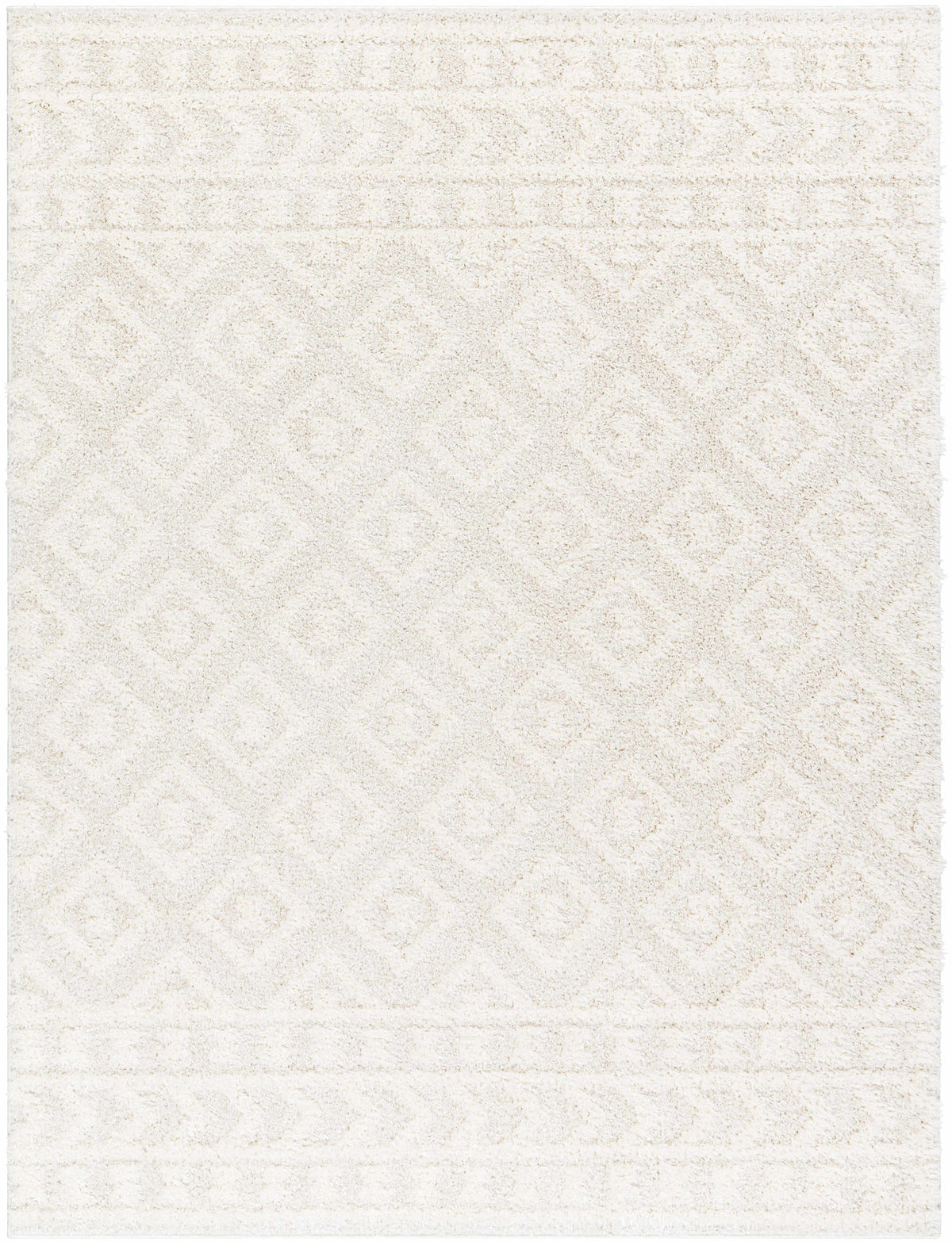 Eivin Cream Diamonds Plush Rug by Boutique Rugs; ivory shag with subtle diamond pattern on Tampa Home & Garden Store