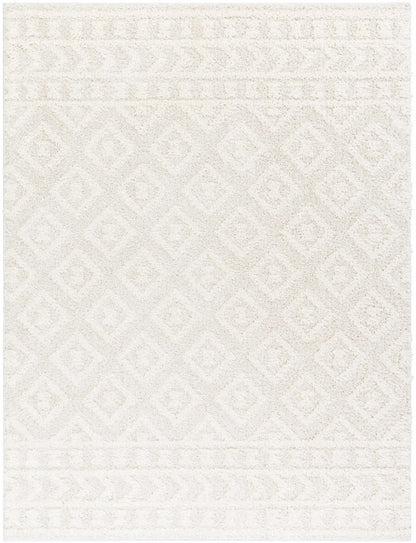 Eivin Cream Diamonds Plush Rug by Boutique Rugs; ivory shag with subtle diamond pattern on Tampa Home & Garden Store