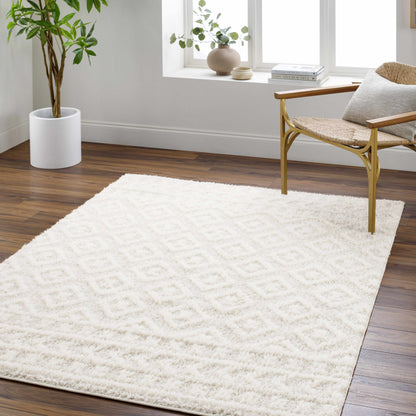 Eivin Cream Diamonds Plush Rug cream shag, Boutique Rugs collection on Tampa Home & Garden Store