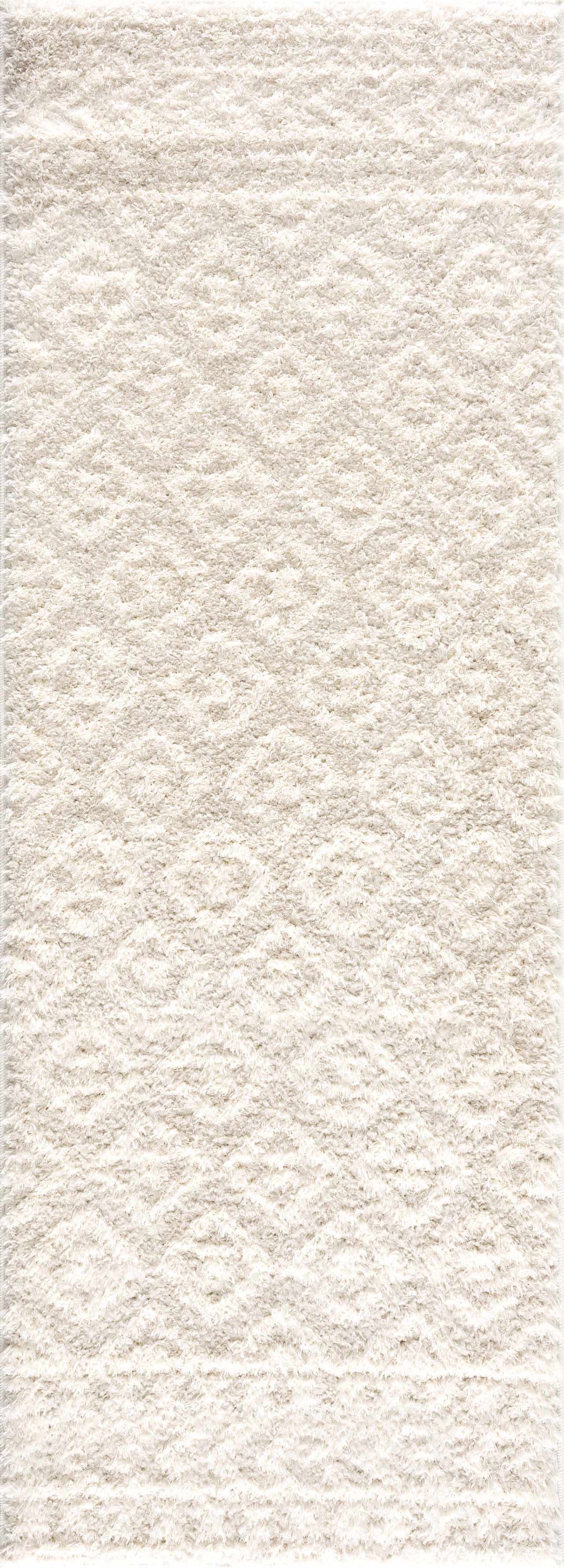 Eivin Cream Diamonds Plush Rug, cream shag with diamond motif, Boutique Rugs on Tampa Home & Garden Store