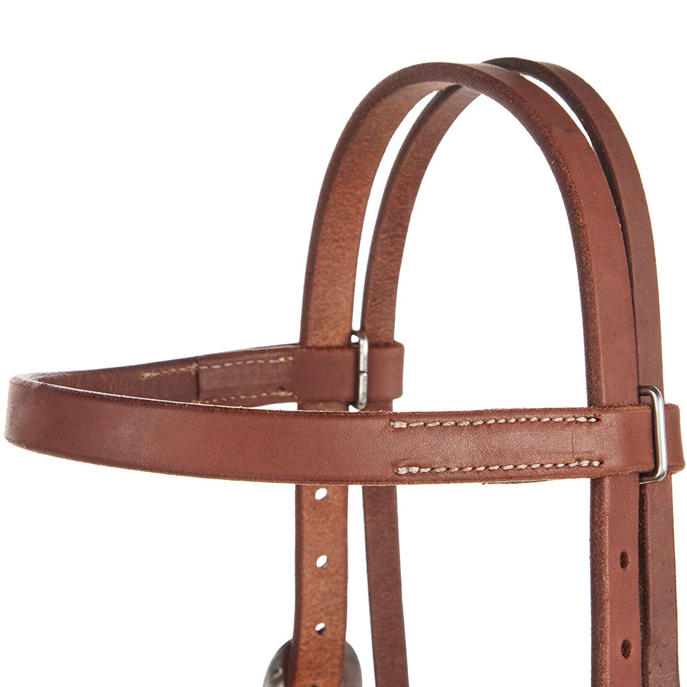 WD-SBHO heavy oil harness leather double buckle browband headstall by Mayatex, brown leather on Tampa Home & Garden Store