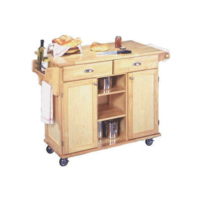 Carrito de cocina con isla de madera natural con ruedas con freno