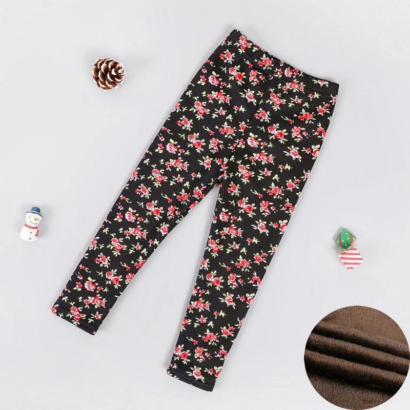 Baby girls leggings thick warm floral black with pink roses, Stevvex ST15BY59682SAAMK on Tampa Home & Garden Store