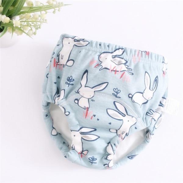 Stevvex baby cloth diaper training pants, light blue with bunny print, reusable cotton on Tampa Home & Garden Store