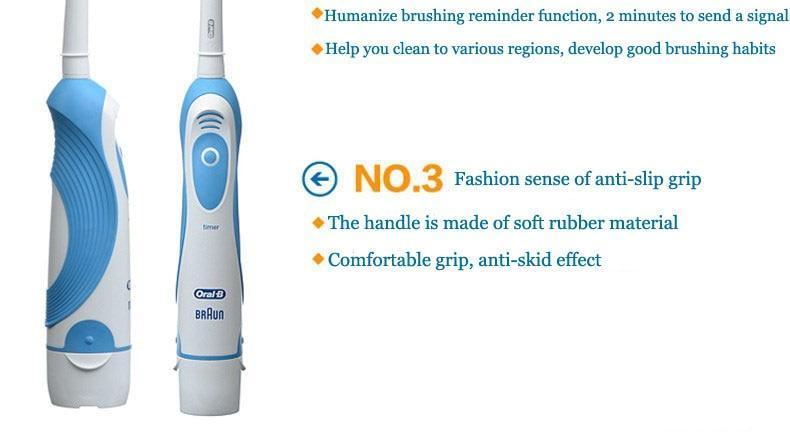 Two blue sonic electric toothbrushes with anti-slip grips, Oral-B Braun branding on handle on Tampa Home & Garden Store