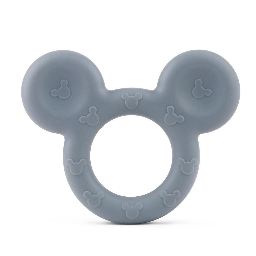 Baby silicone teether ring in blue with three-lobed head shape and embossed bear motifs on Tampa Home & Garden Store