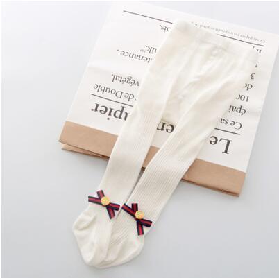 Stevvex white baby girl bowknot tights, cotton knit pantyhose with ankle bows, 2-pack on Tampa Home & Garden Store