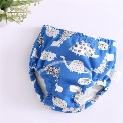 Cloth diaper Stevvex in blue dinosaur print, 6-layer cotton training pants, reusable on Tampa Home & Garden Store