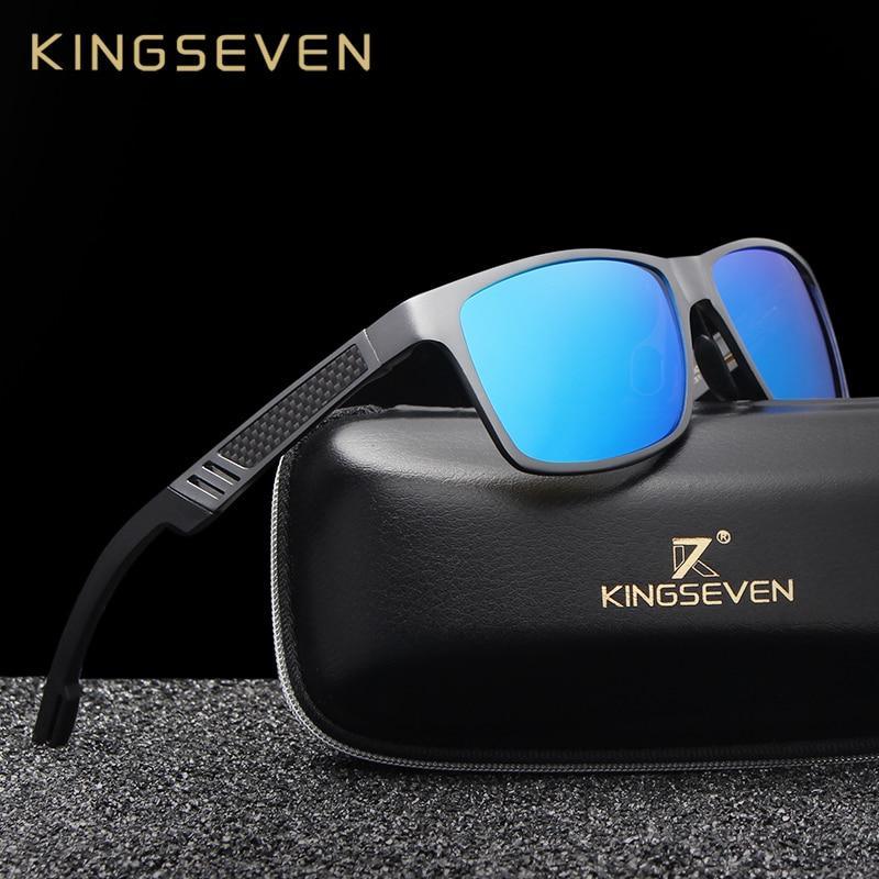 Sunglasses Stevvex KingSeven polarized blue mirrored lenses aluminium frame with case on Tampa Home & Garden Store