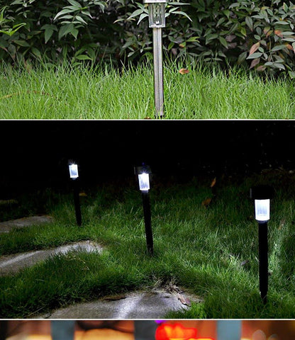 Garden LED solar stainless steel path lights by Stevvex set of four for yard and walkway on Tampa Home & Garden Store