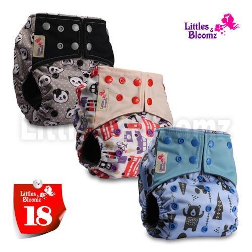 Cloth nappies 3-pack Stevvex printed pocket nappies with panda, city and space prints on Tampa Home & Garden Store