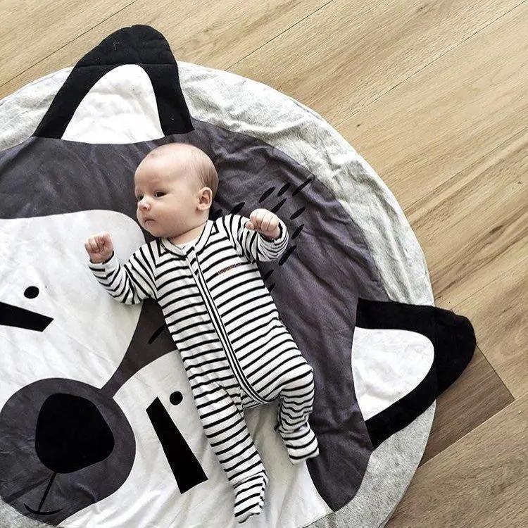 Cotton Baby Round Play Mat with Zipper Washable