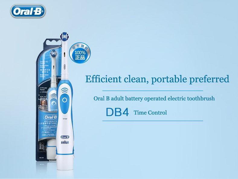 Oral-B electric toothbrush with blue/white handle, timer and replaceable head in package on Tampa Home & Garden Store