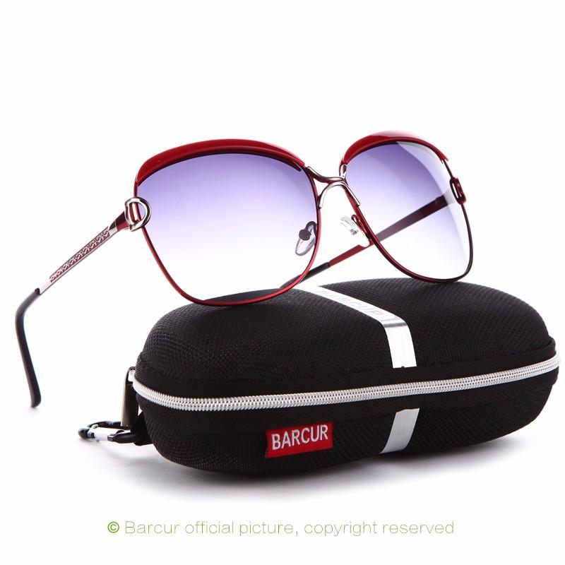 Stevvex polarized gradient round oversized sunglasses red frame purple lenses Barcur case on Tampa Home & Garden Store