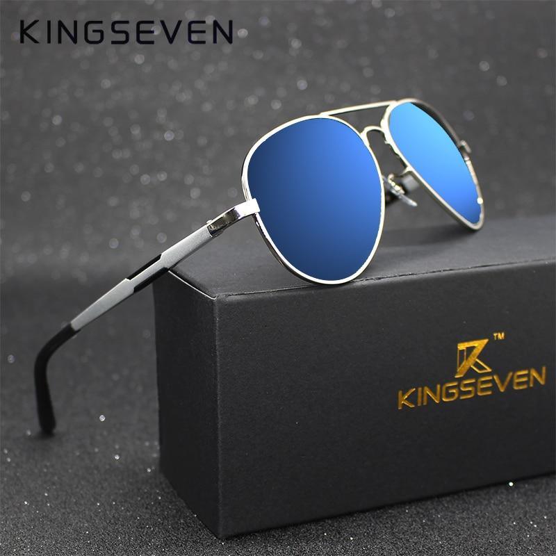 Kingseven aviator sunglasses with blue mirrored lenses, aluminum magnesium frame on Tampa Home & Garden Store