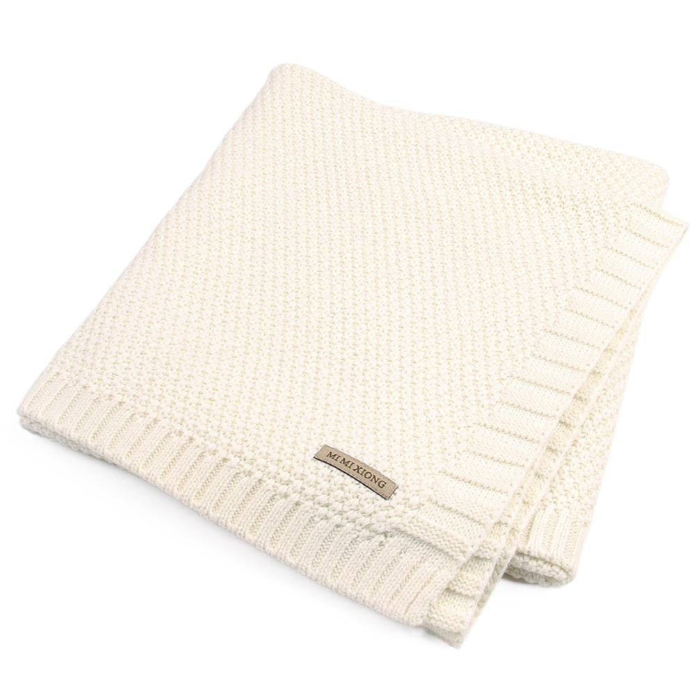 Stevvex knitted baby swaddle blanket ivory, super soft newborn wrap for bed or stroller on Tampa Home & Garden Store