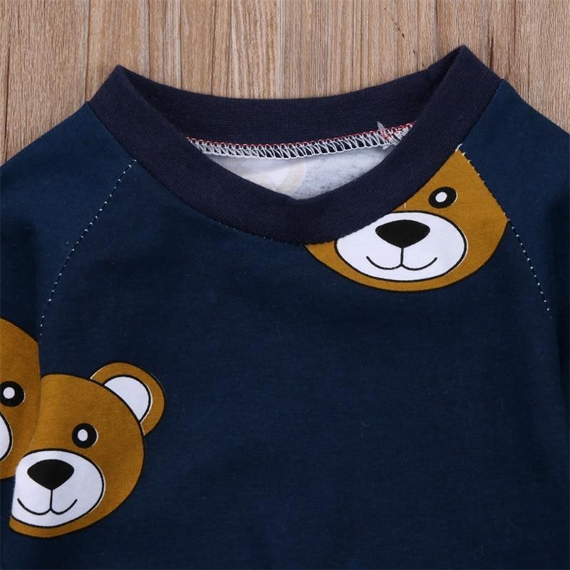Stevvex baby boy navy blue long-sleeve tee with two brown bear face prints on Tampa Home & Garden Store