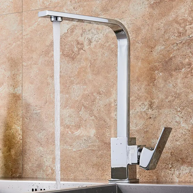 DecorBites Kitchen Faucet chrome gooseneck spout with side lever hot/cold mixer on Tampa Home & Garden Store