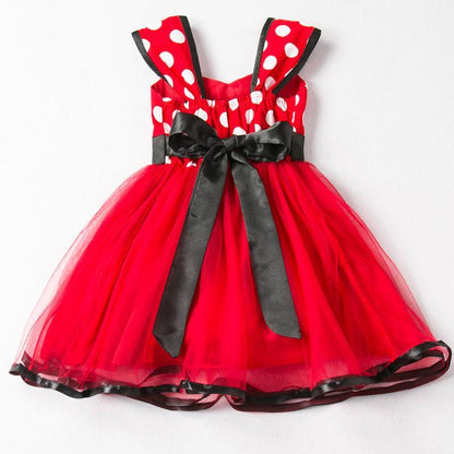 Stevvex baby dress red polka dot bodice with black satin bow and tulle skirt on Tampa Home & Garden Store