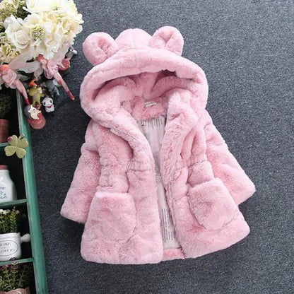 Winter Baby Girls Hooded Fleece Coat with Ears