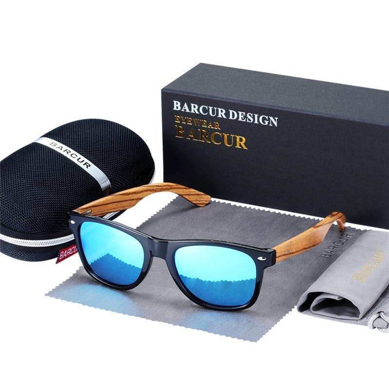 Sunglasses Stevvex bamboo wood frame zebra wood style with polarized UV400, box and case on Tampa Home & Garden Store