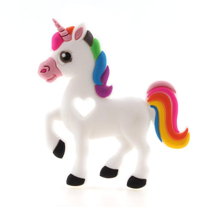 Unicorn silicone teether by Stevvex for babies with rainbow mane and tail BPA free on Tampa Home & Garden Store