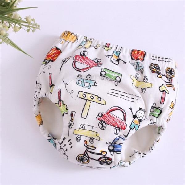 6-layer baby cotton training pants diaper in white with vehicle print, cloth diaper Stevvex on Tampa Home & Garden Store