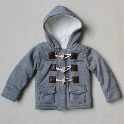 Infant hooded jacket gray fleece with white lining, duffle toggles, front pockets Stevvex on Tampa Home & Garden Store