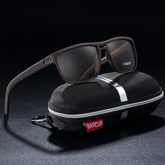 Polarized sport sunglasses Stevvex brown frame dark lenses UV400 Polaroid lens BARCUR case on Tampa Home & Garden Store