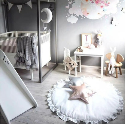 Cotton Baby Round Play Mat with Zipper Washable