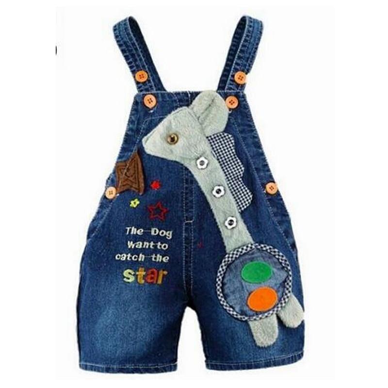 Stevvex denim baby overalls with patches and embroidery adjustable straps one-piece romper on Tampa Home & Garden Store