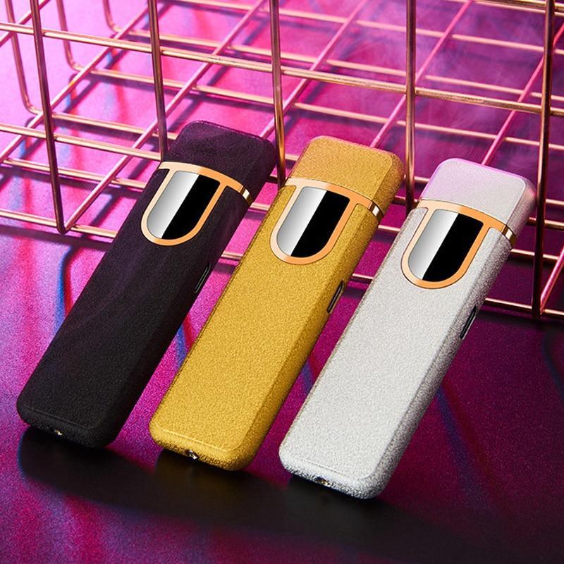 Stevvex USB charging lighter set threepiece black gold silver gravure touch sensor on Tampa Home & Garden Store