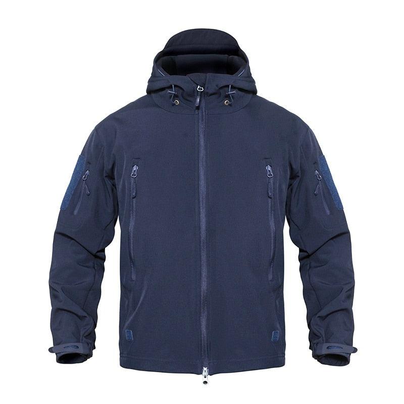 Stevvex men's navy hooded windbreaker jacket, water resistant with zip pockets on Tampa Home & Garden Store