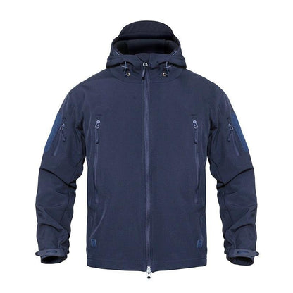 Stevvex men's navy hooded windbreaker jacket, water resistant with zip pockets on Tampa Home & Garden Store