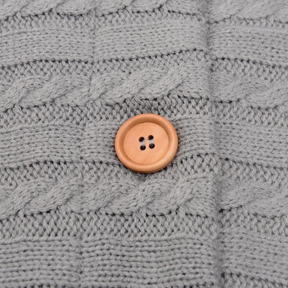 Swaddling blanket Stevvex gray knitted baby blanket with wooden button detail on Tampa Home & Garden Store